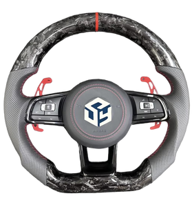 Volant en cuir à fond plat pour Volkswagen VW Polo MK <span class=keywords><strong>Golf</strong></span> 5 6 <span class=keywords><strong>7</strong></span> <span class=keywords><strong>7</strong></span>.5 6R <span class=keywords><strong>R</strong></span> Passat CC Gti Gte - Product Image 1