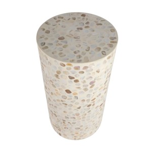 Tabouret de bar rond en nacre incrustée fait main au Vietnam, table d'appoint de luxe pour salon et hôtel - Product Image 2
