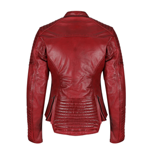 Chaqueta de Motociclista de Cuero para Mujer, Manga Larga, Resistente al Viento, para Todas las Estaciones, Estilo Motociclista - Product Image 4