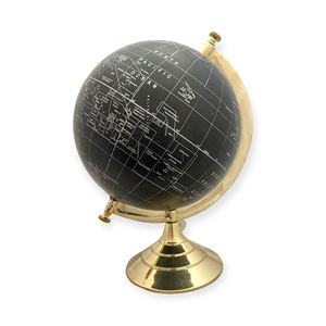 Globo Terráqueo Negro Premium con Base de Latón Elegante, Diseño Art Deco, Función Giratoria, Ecológico, Duradero, Globo de Escritorio Tradicional - Product Image 1
