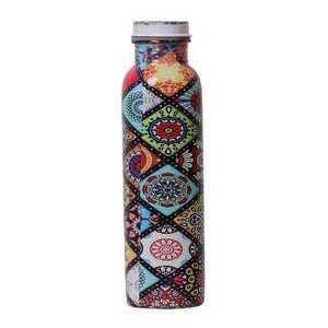 Abstract Spiral Art <b>Copper</b> Water <b>Bottle</b> Contemporary Mosaic Print Metal <b>Drink</b> Flask Reusable Hydration Travel Companion - Product Image 6