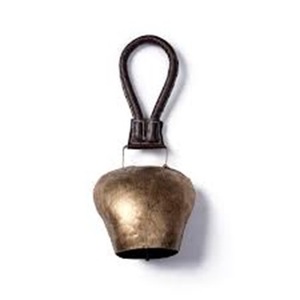 Handcrafted Metal <b>Cow</b> <b>Bell</b> Brass Hanging Ornament Leather Loop Rustic Antique Finish Wall Decor for Home Office - Product Image 3