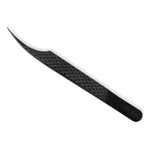 Pince à cils en acier inoxydable avec revêtement en titane noir, logo personnalisé, pointe pointue professionnelle, applicateur d'extensions de cils - Product Image 1