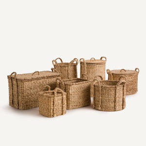 Panier en jacinthe d'eau tressé à la main pour l'organisation et le rangement de la cuisine, paniers de rangement en gros - Product Image 4