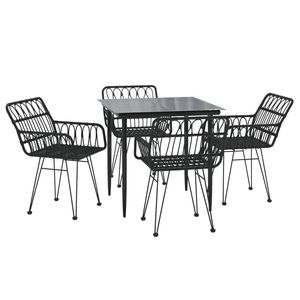 Set da Pranzo da Giardino in Polyrattan Nero Resistente, Arredamento Standard per Patio - Product Image 3