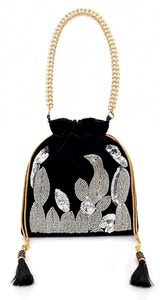 Bolso de Mano Potli con Bordado de Flores de Seda Hecho a Mano, con Diseño Étnico para Mujer, Ideal para Vestidos de Novia y Fiestas - Product Image 6