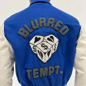 Varsity <b>Jacket</b> <b>Men</b> Blue <b>White</b> Embroidered Stars Patch Design Preppy Style Autumn Outerwear Single Breasted - Product Image 5