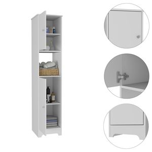 Mobiletto per Biancheria Ibis con Doppia Anta, Quattro Ripiani Interni, Set di Due Armadietti in Bianco per Arredo Bagno - Product Image 3