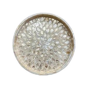 Bandeja para servir de nácar de primera calidad hecha a mano, bandeja para el hogar con incrustaciones ecológicas - Product Image 2