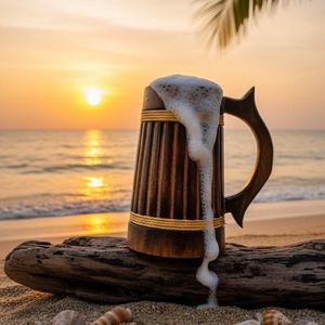 Tasse en bois sculptée à la main avec un dragon - Product Image 1