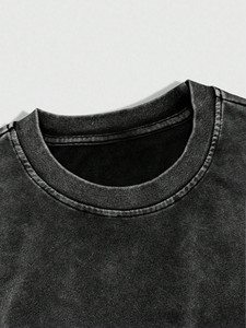 เสื้อยืดผู้ชายลายคลื่นวิบวับ ตกแต่งด้วยคริสตัล ทรงหลวมสไตล์ฮิปฮอป วินเทจ ผ้าคอตตอนหนา ทรงบ็อกซี่ รับผลิตแบบ OEM - Product Image 3