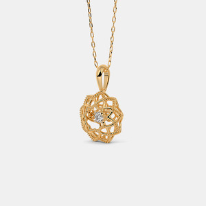 14K Yellow Gold Geometric Mandala Lab Grown Diamond Pendant Necklace - Product Image 3