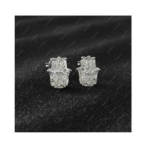 Boucles d'oreilles clous en argent sterling 925 plaqué or fin avec diamant de laboratoire certifié GIA IGI 3 carats DEF VVS VS, main de Hamsa, cadeau pour lui ou elle - Product Image 1