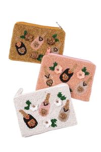 Monedero grande de cuentas de vidrio negro hechas a mano, estilo bohemio con remaches, cremallera y correa para la muñeca - Product Image 5