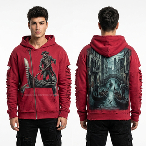 Sweat à capuche vert néon délavé pour homme, coupe oversize, style streetwear, avec motif graphique zombie Undead Energy Corp Solar Station, personnalisé - Product Image 2