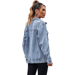 Private Label OEM Manufacturer <b>Button</b> Down Closure Women's Denim Jackets Competitive Price Ladies <b>Jean</b> Outerwear Denim Jacket - Product Image 2