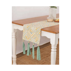 Chemin de table Jacquard 100% coton abordable 45x200 cm Certifié OEKO TEX Fabriqué en Inde Pratique Utilisation quotidienne Décoration de table à manger - Product Image 1