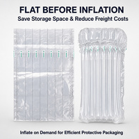 Sac à colonnes d'air AIR-DFLY en forme de Q, 7 colonnes, 55 microns, PA/PE, protecteur gonflable pour bouteilles de vin, emballage pour expédition