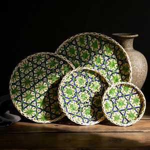 Assiettes en bambou faites à la main, colorées, tissées, style bohème, décoration en bambou, assiettes de service écologiques, fournisseur OEM Vietnam - Product Image 3