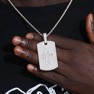 Iced Out Cross <b>Dog</b> Pendant Necklace 18K Gold Plated Moissanite Hip Hop <b>Jewelry</b> Unisex Wedding Gift - Product Image 3