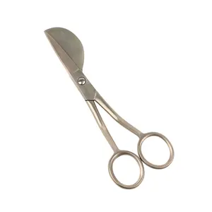 Applique Scissors 6" Polish Finished Curved Handle Paddle Shaped Blade Duckbill Stainless Steel Sewing Scissors