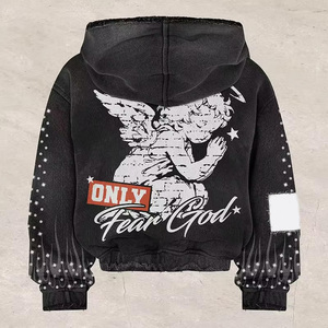 Conjunto de Sudadera con Capucha y Pantalones Deportivos de Algodón Grueso para Hombre, Personalizado con Calcomanía Bordada y Parche, Cierre Frontal con Cremallera - Product Image 5