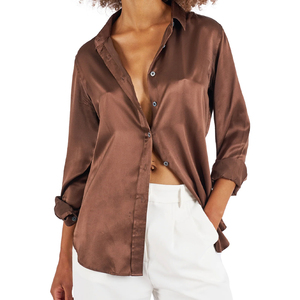 เสื้อผ้าผู้หญิง เสื้อไหมคอวีทรงหรูหรา แขนสั้น สีพื้น ผ้าไหมแท้ แฟชั่นลำลอง สไตล์หลวมๆ สำหรับฤดูร้อน - Product Image 4