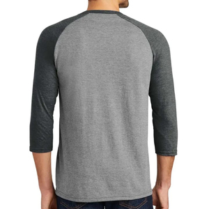 T-shirt pour homme à manches raglan grises, coupe classique, col rond, couleur unie, en jersey de coton tricoté - Product Image 3