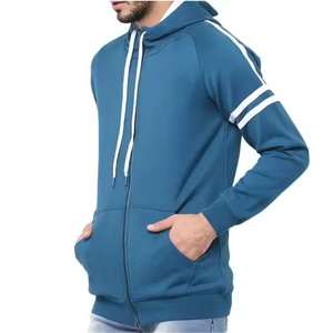 Sweat à capuche personnalisé pour homme, style streetwear, 100% coton, poids lourd, couleur bleu uni, pour adultes, hiver. - Product Image 6
