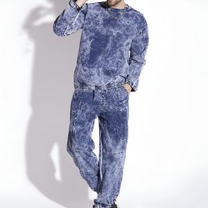 Conjunto Deportivo Vintage para Hombre con Lavado Ácido, Estilo Urbano Oversize, Dos Piezas, Sudadera y Pantalones Deportivos con Logotipo Personalizado - Product Image 1