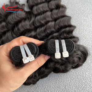 Stock limité : Extensions de cheveux humains vietnamiens noirs, ondulés profonds, en trame. - Product Image 4