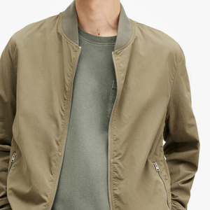 <b>Men</b> Reversible Bomber <b>Jacket</b> Two Way Wear Zip Front Logo Stand Collar Casual Windbreaker <b>Thin</b> Lightweight Outerwear Wholesale - Product Image 3