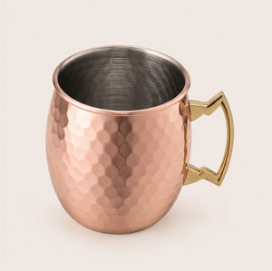 Copper Moscow Mule <b>Mug</b> with <b>Gold</b> Brass Handle Handcrafted Hammered Metal Beer Cup for Cocktail Parties & Barware Wholesale - Product Image 1