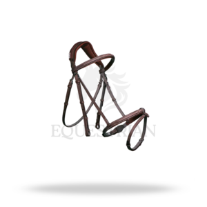 Bridon d'équitation anglais de taille complète avec nezier anatomique français et surpiqûres décoratives pour le confort du cheval - Product Image 3