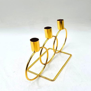 Gold Triple Candle <b>Holder</b> with Geometric Circle Metal Wire <b>Candlestick</b> <b>Holder</b> Table Centerpiece Christmas Decor <b>Candlestick</b> - Product Image 3