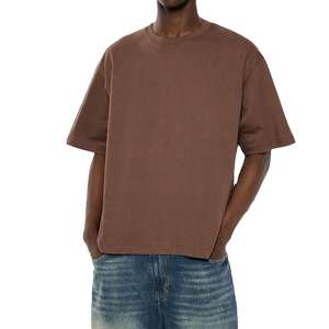 เสื้อยืดคอกลมทรงบ็อกซ์ฟิต ผ้าถักด้านหน้า ระบายอากาศดี ไหล่ตก สไตล์วินเทจ เนื้อผ้าหนา ยับยาก สำหรับผู้ชาย ขายส่ง - Product Image 3