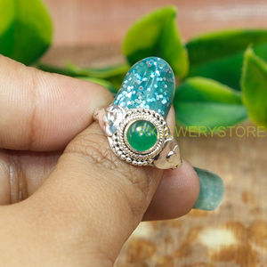 Handmade 925 Sterling <b>Silver</b> Green Onyx Oval Gemstone <b>Ring</b> for <b>Men</b> & Women - Product Image 2