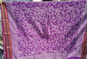 Purple Floral Hand Block Print Cotton <b>Sarong</b> Lightweight Cover Up Floral Scarf <b>Wrap</b> Resort Wear <b>Sarong</b> Boho Cover Up - Product Image 4