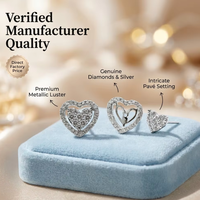 Pendientes de Oro Sólido de 18K de Lujo 2 en 1 con Corazón y Diamante Natural, Halo Extraíble, Estilo Bonito, Certificado IGI, para Boda y Compromiso