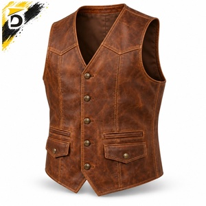 Men Leather <b>Vest</b> High Quality Leather Classic Styling Comfortable Fit Suitable For Casual Outfits <b>Travel</b> And Outdoor Use - Product Image 3