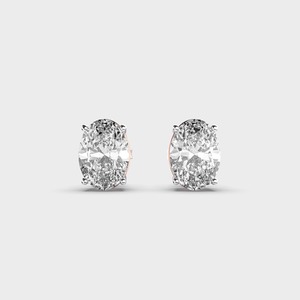 IGI Certified Lab Grown Oval Cut Diamond Stud <b>Earrings</b> 14K Yellow / White / Rose Gold Solitaire Oval Diamond <b>Earrings</b> - Product Image 1
