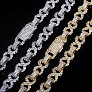 Mens 925 Silver Moissanite Cuban Link Chain Iced Pave Interlocking Link <b>Statement</b> <b>Necklace</b> Luxury Fashion Jewellery - Product Image 5