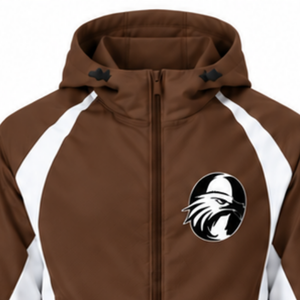 Veste à capuche zippée intégrale marron chocolat et blanc, coupe-vent athlétique personnalisé, vêtement de sport léger pour l'entraînement et les activités de plein air - Product Image 3