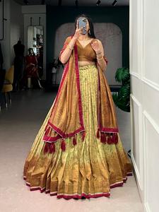 ชุดเลเฮนกาผ้าไหมวิชิตราใหม่สวยงาม พร้อมเลื่อมประดับอย่างวิจิตรและงานปักดิ้นด้วยด้าย สำหรับงานแต่งงาน - Product Image 4