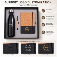 Ensemble cadeau d'entreprise haut de gamme avec logo personnalisé, carnet A5, stylo, bouteille d'eau isotherme, coffret cadeau promotionnel pour entreprise