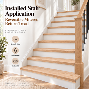 Marches d'escalier en chêne rouge massif sur mesure |   Kits de composants d'escalier en bois réversibles à joint de retour mitré - Product Image 3
