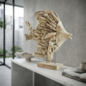 Soporte Fishdory para Escultura de Pez Dory de Madera Hecha a Mano, Arte Decorativo Rústico Costero para Mesa, Adorno para el Hogar - Product Image 5