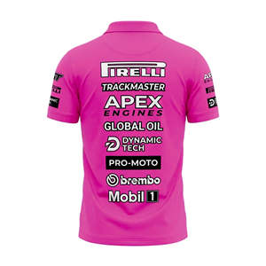 Diseña tu propia camiseta polo de automovilismo con sublimación y bordado, ligera, tallas grandes, para el personal del equipo Pitcrew. - Product Image 5