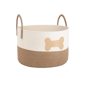 Customized Bathroom Woven Laundry Basket Stylish Cotton Rope Toy Storage Baskets Home Organizer <b>Bins</b> with Handles - Product Image 2