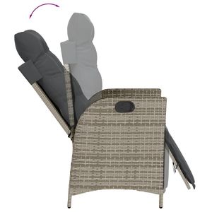 Ensemble de salle à manger de jardin en rotin PE gris avec grands repose-pieds réglables - Product Image 5